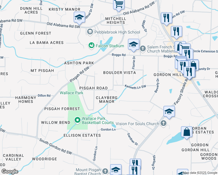 map of restaurants, bars, coffee shops, grocery stores, and more near 846 Orris Lane in Mableton