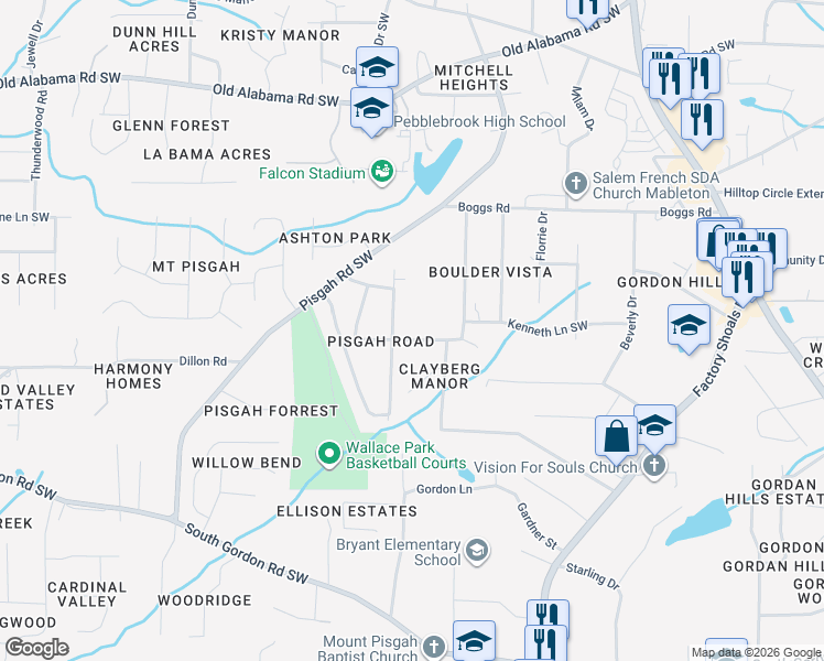 map of restaurants, bars, coffee shops, grocery stores, and more near 894 Orris Lane in Mableton