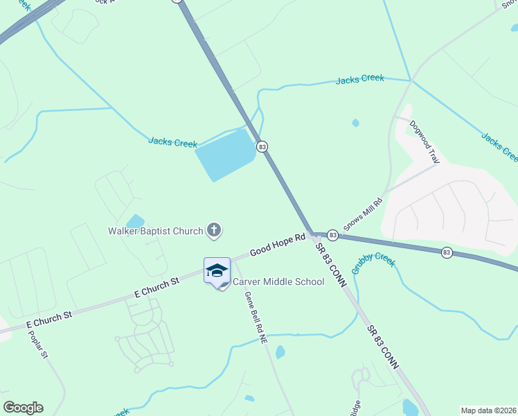 map of restaurants, bars, coffee shops, grocery stores, and more near James Huff Road in Monroe