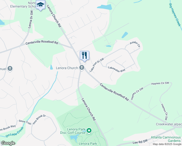 map of restaurants, bars, coffee shops, grocery stores, and more near 4023 Port Springs Trail SW in Snellville