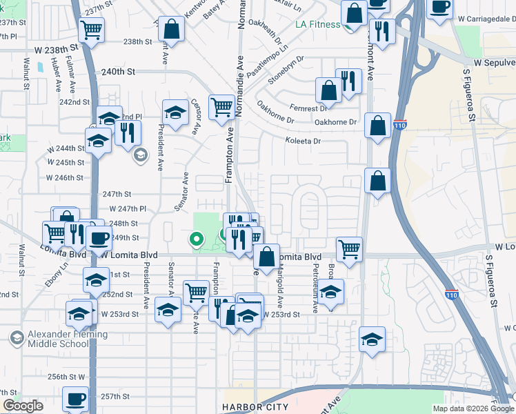 map of restaurants, bars, coffee shops, grocery stores, and more near Beach Lane in Los Angeles