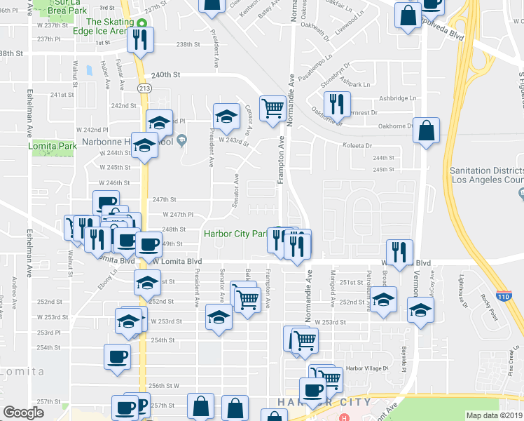 map of restaurants, bars, coffee shops, grocery stores, and more near 1352 Abraham Terrace in Los Angeles