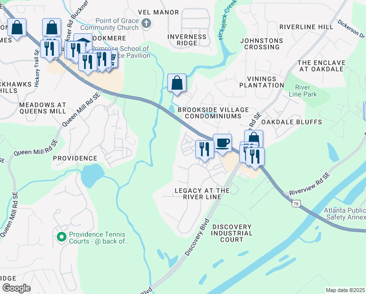 map of restaurants, bars, coffee shops, grocery stores, and more near 1226 Olde Legacy Lane in Mableton