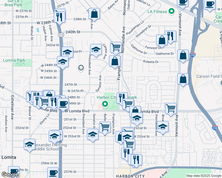 map of restaurants, bars, coffee shops, grocery stores, and more near 1352 Abraham Terrace in Los Angeles