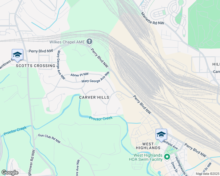 map of restaurants, bars, coffee shops, grocery stores, and more near 2134 Abner Place Northwest in Atlanta
