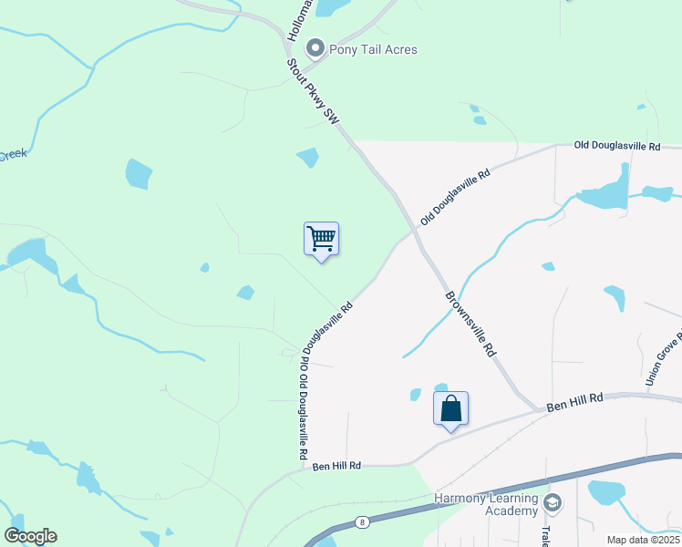 map of restaurants, bars, coffee shops, grocery stores, and more near 4911 Old Douglasville Road in Lithia Springs
