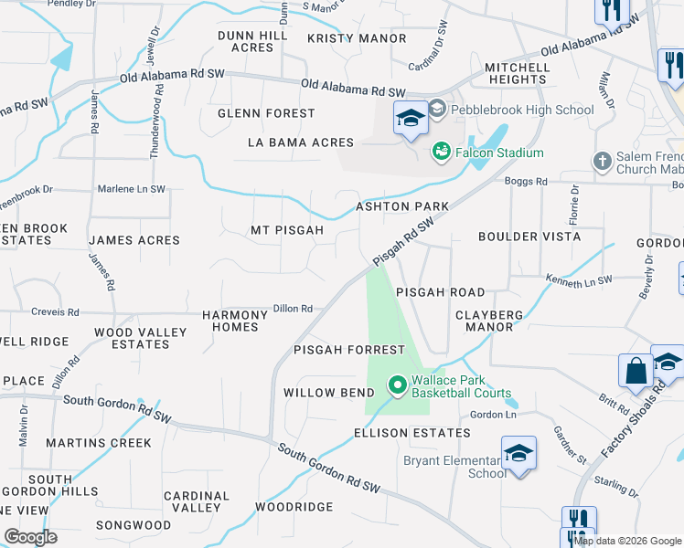 map of restaurants, bars, coffee shops, grocery stores, and more near 6415 Stoney Creek Court in Austell