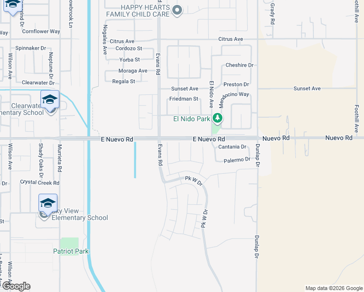 map of restaurants, bars, coffee shops, grocery stores, and more near 1583 Knott Court in Perris