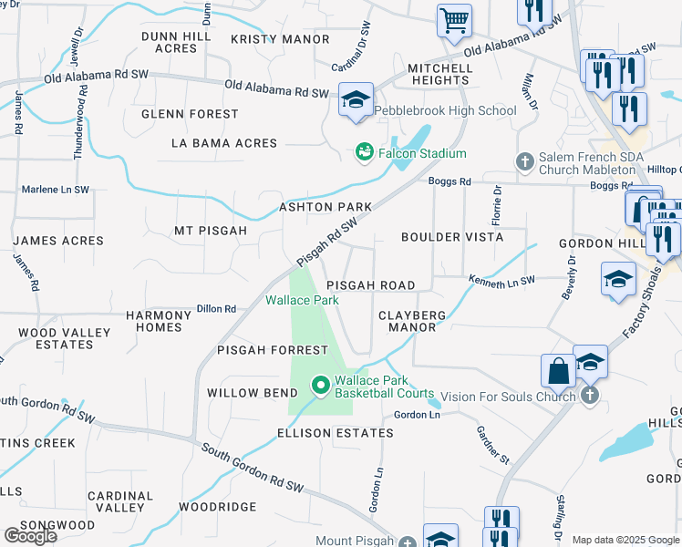 map of restaurants, bars, coffee shops, grocery stores, and more near 6289 Sweetbriar Drive in Mableton