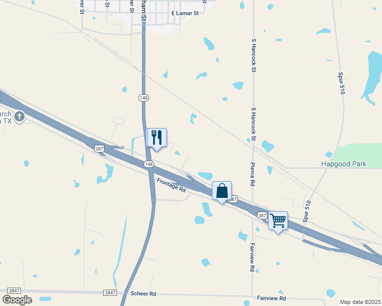 map of restaurants, bars, coffee shops, grocery stores, and more near 237 Frontage Road in Henrietta