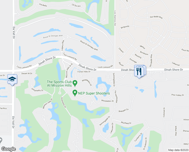 map of restaurants, bars, coffee shops, grocery stores, and more near 343 Forest Hills Drive in Rancho Mirage