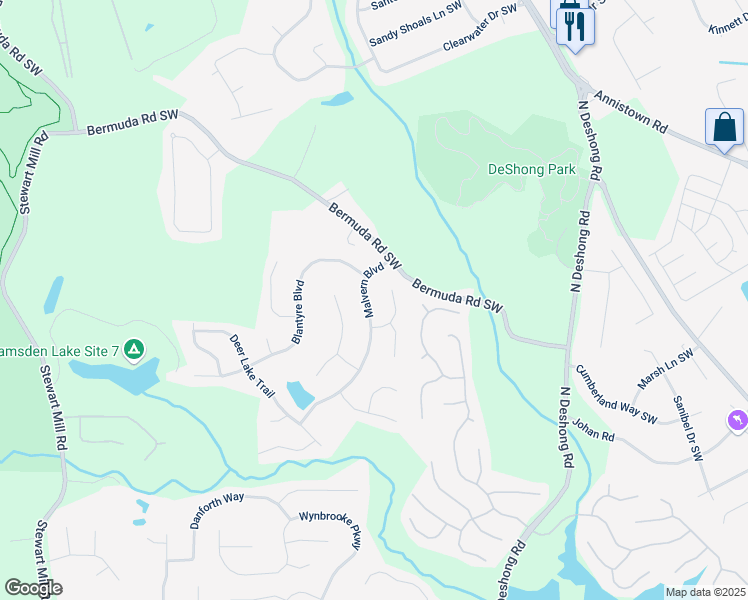 map of restaurants, bars, coffee shops, grocery stores, and more near 808 Malvern Boulevard in Stone Mountain