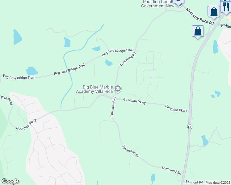 map of restaurants, bars, coffee shops, grocery stores, and more near 659 Townsend Road in Villa Rica