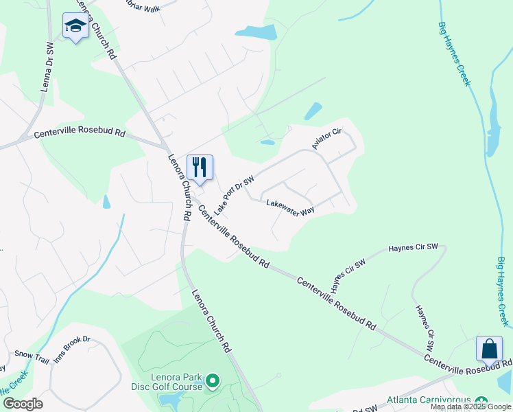 map of restaurants, bars, coffee shops, grocery stores, and more near 2908 Lakewater Way in Snellville