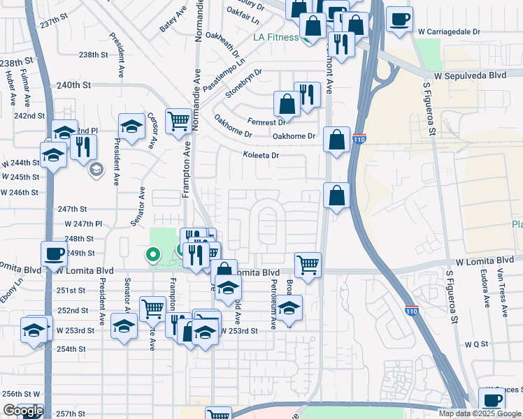 map of restaurants, bars, coffee shops, grocery stores, and more near in West Carson