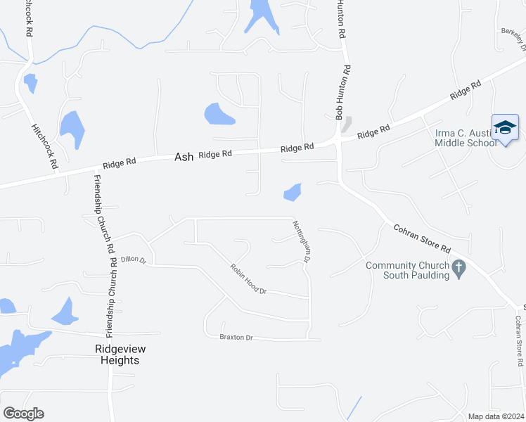map of restaurants, bars, coffee shops, grocery stores, and more near 427 Nottingham Drive in Douglasville