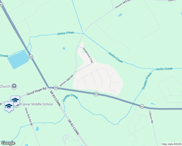 map of restaurants, bars, coffee shops, grocery stores, and more near 2501 Windfield Place in Monroe