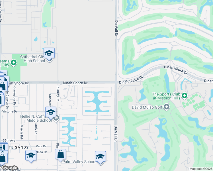 map of restaurants, bars, coffee shops, grocery stores, and more near 55 Via Santo Tomas Drive in Rancho Mirage