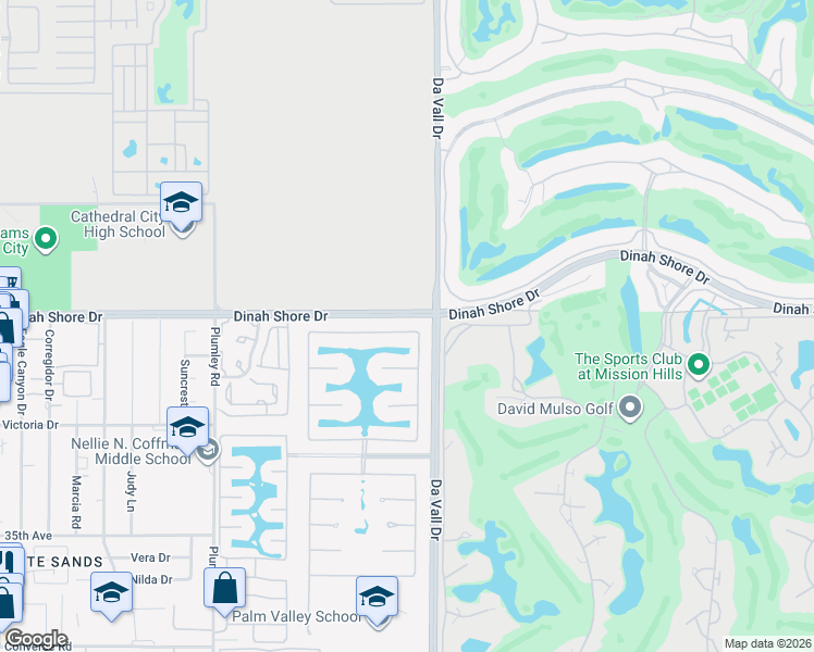 map of restaurants, bars, coffee shops, grocery stores, and more near 55 Via Santo Tomas Drive in Rancho Mirage