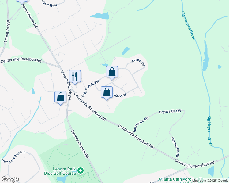 map of restaurants, bars, coffee shops, grocery stores, and more near 2837 Lakewater Way in Snellville