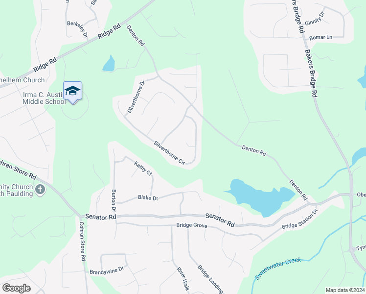 map of restaurants, bars, coffee shops, grocery stores, and more near 51 Silverthorne Court in Douglasville
