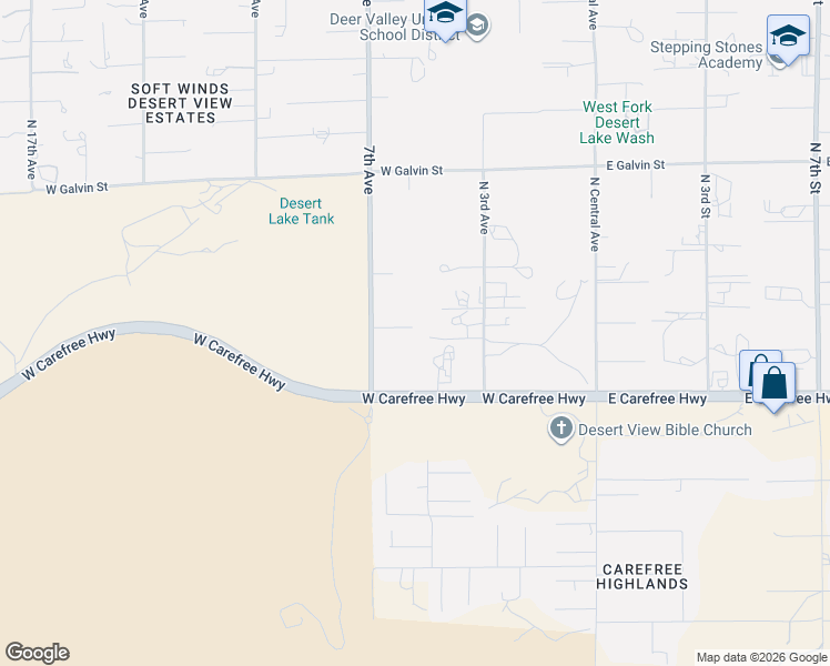 map of restaurants, bars, coffee shops, grocery stores, and more near 34811 7th Avenue in Phoenix