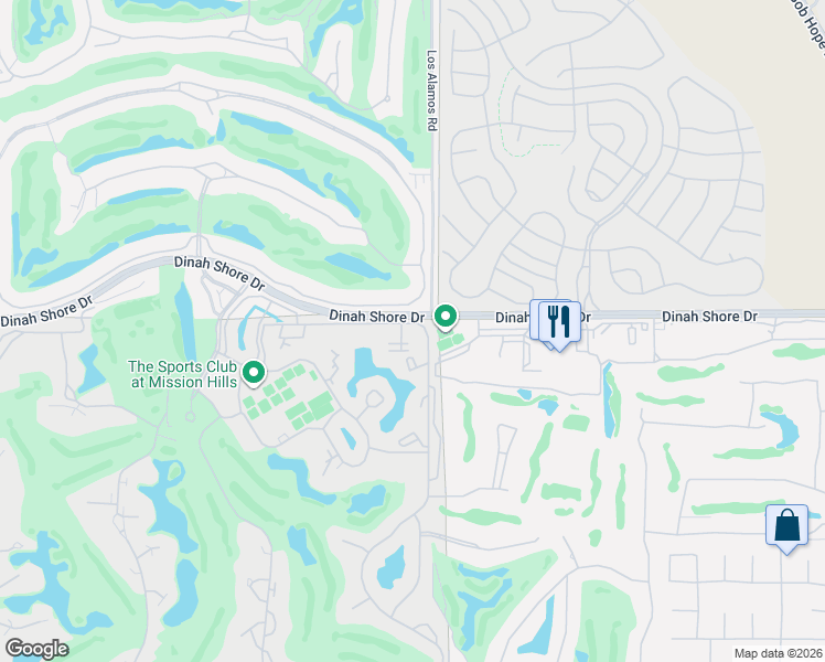 map of restaurants, bars, coffee shops, grocery stores, and more near 430 Forest Hills Drive in Rancho Mirage