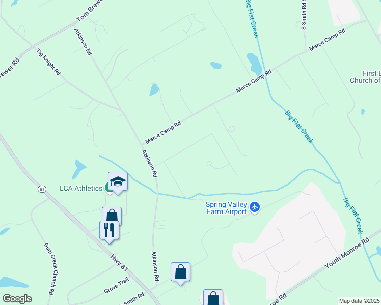 map of restaurants, bars, coffee shops, grocery stores, and more near 3594 Saddlebrook Drive in Loganville