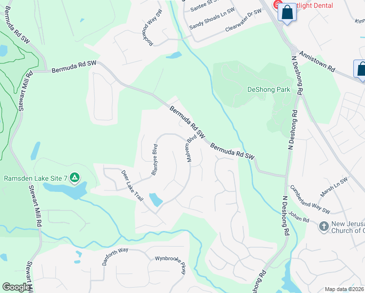 map of restaurants, bars, coffee shops, grocery stores, and more near 823 Malvern Boulevard in Stone Mountain