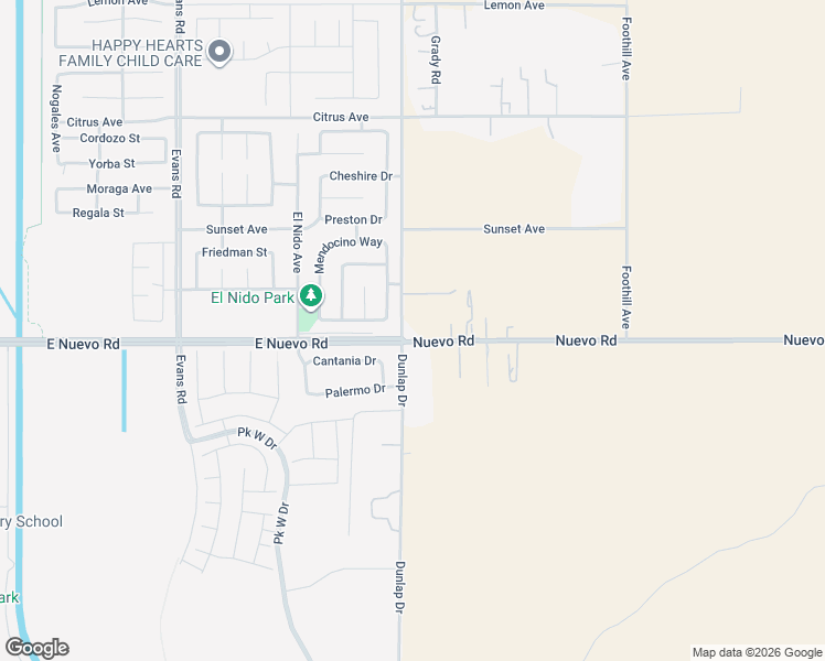 map of restaurants, bars, coffee shops, grocery stores, and more near 27041 Nuevo Road in Perris