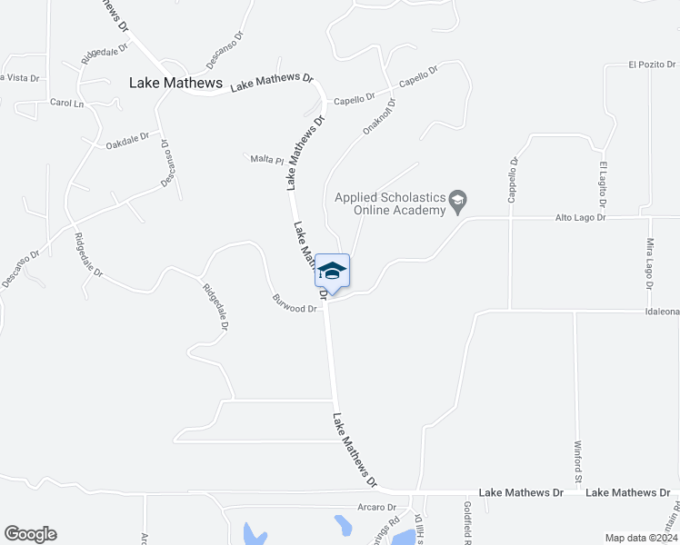 map of restaurants, bars, coffee shops, grocery stores, and more near 14710 Burwood Drive in Perris