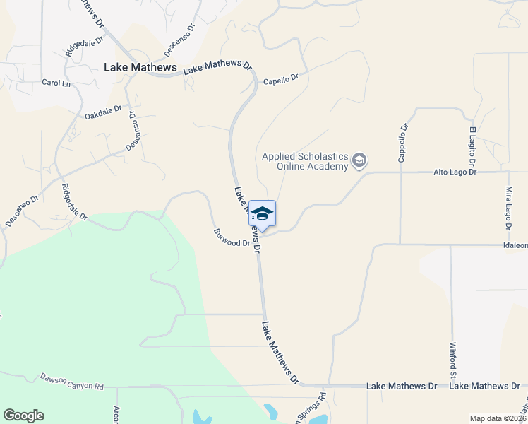 map of restaurants, bars, coffee shops, grocery stores, and more near 14620 Burwood Drive in Perris
