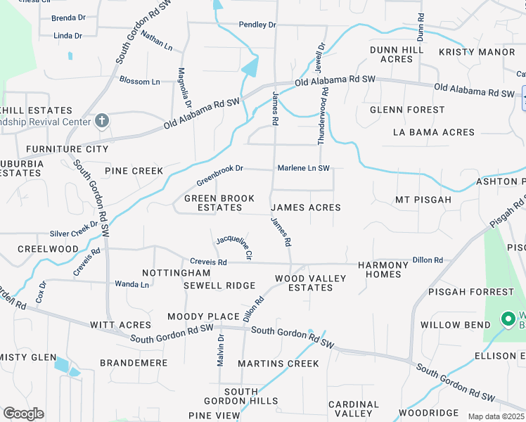 map of restaurants, bars, coffee shops, grocery stores, and more near 6264 James Road in Austell
