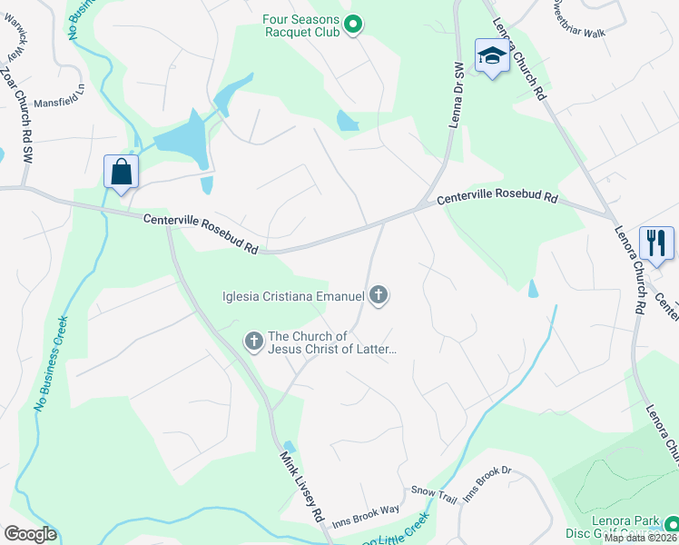 map of restaurants, bars, coffee shops, grocery stores, and more near 3315 Caleb Road Southwest in Snellville