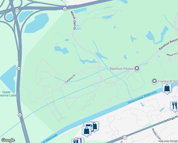 map of restaurants, bars, coffee shops, grocery stores, and more near 5825-2 Catalina Drive in North Myrtle Beach