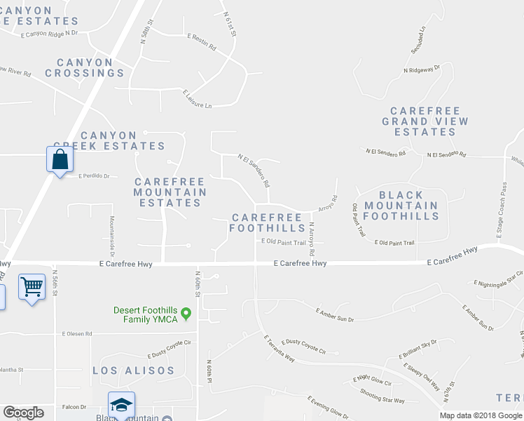 map of restaurants, bars, coffee shops, grocery stores, and more near 34827 North Sunset Trail in Cave Creek