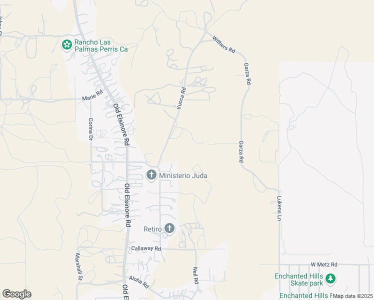 map of restaurants, bars, coffee shops, grocery stores, and more near Yucca Road in Perris