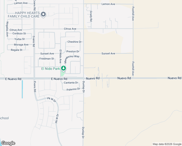 map of restaurants, bars, coffee shops, grocery stores, and more near 2190 Dunlap Drive in Perris
