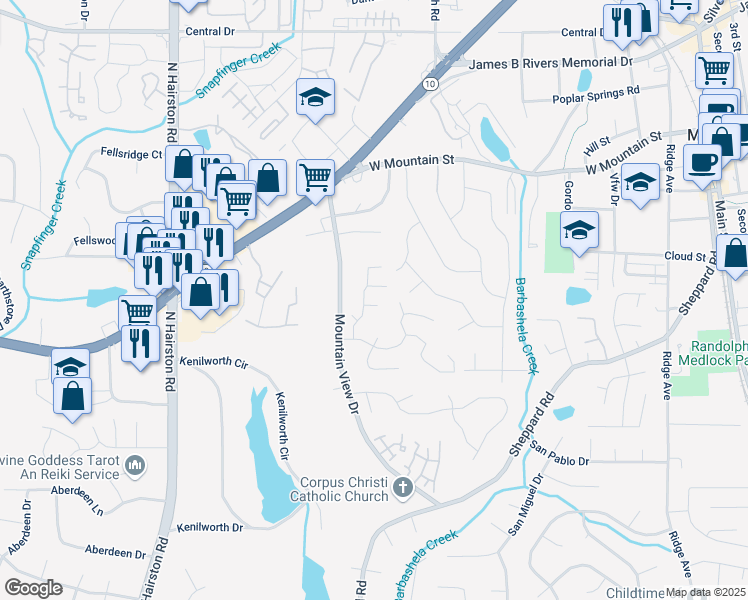 map of restaurants, bars, coffee shops, grocery stores, and more near 4990 Saxony Court in Stone Mountain