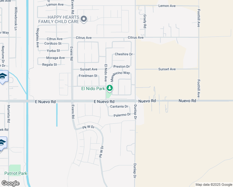 map of restaurants, bars, coffee shops, grocery stores, and more near 1602 Alberhill Street in Perris