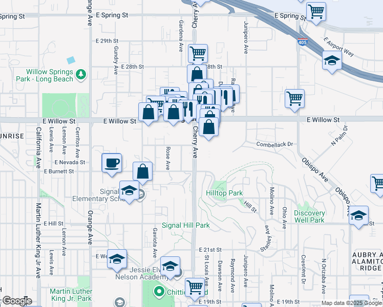 map of restaurants, bars, coffee shops, grocery stores, and more near in Long Beach