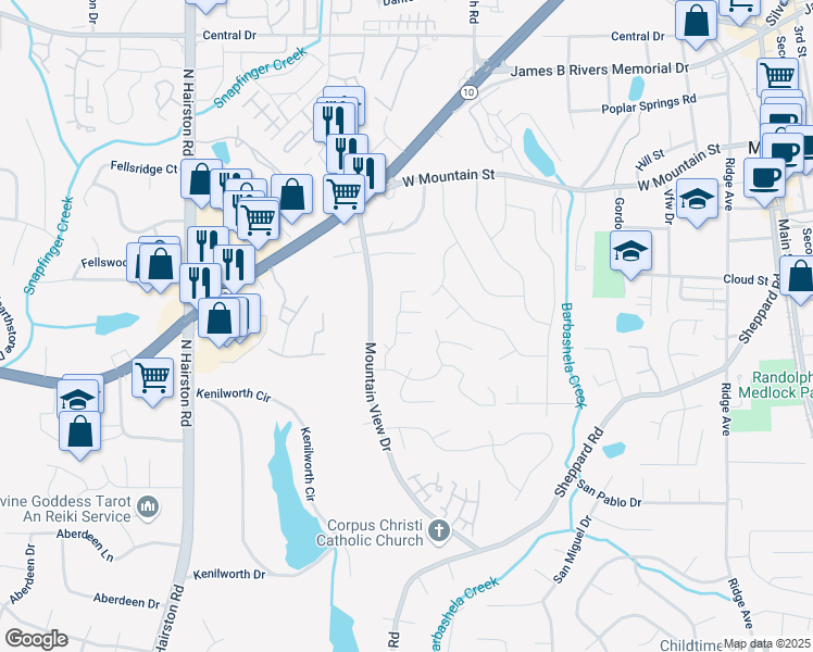 map of restaurants, bars, coffee shops, grocery stores, and more near 4990 Saxony Court in Stone Mountain