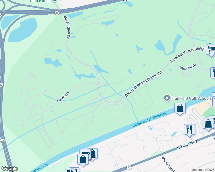 map of restaurants, bars, coffee shops, grocery stores, and more near 2450-1 Marsh Glen Drive in North Myrtle Beach