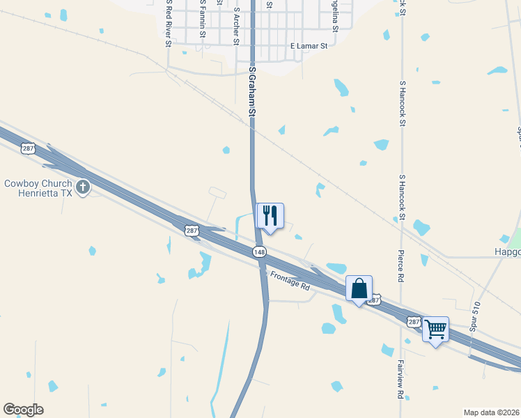map of restaurants, bars, coffee shops, grocery stores, and more near 1158 South Graham Street in Henrietta