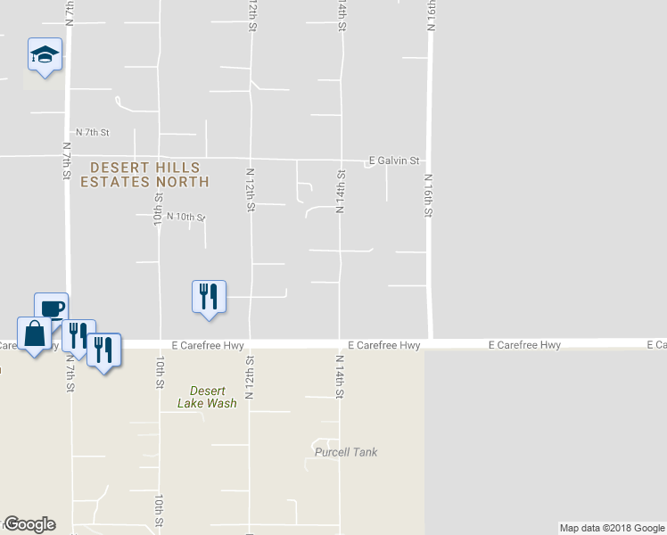 map of restaurants, bars, coffee shops, grocery stores, and more near 34906 North 14th Street in Phoenix