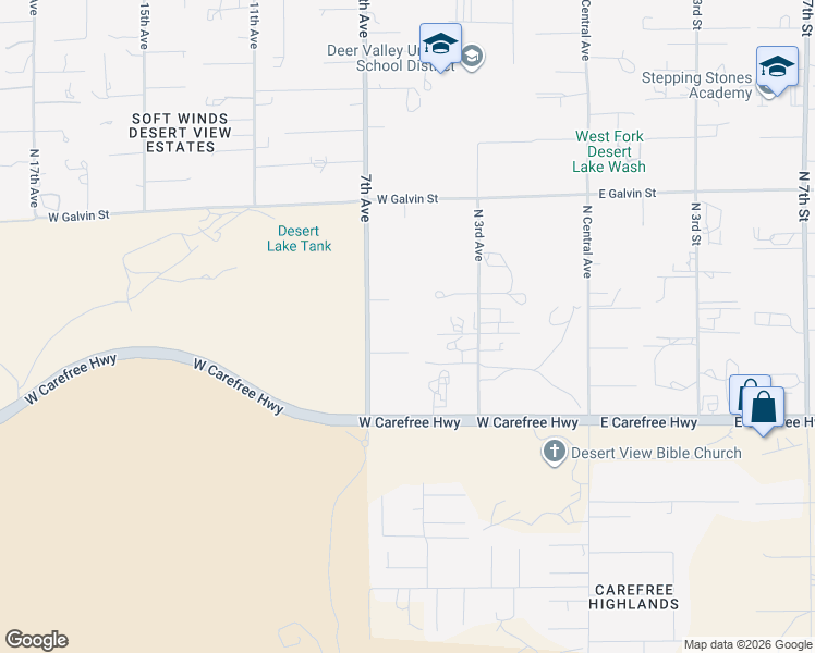 map of restaurants, bars, coffee shops, grocery stores, and more near 34907 7th Avenue in Phoenix