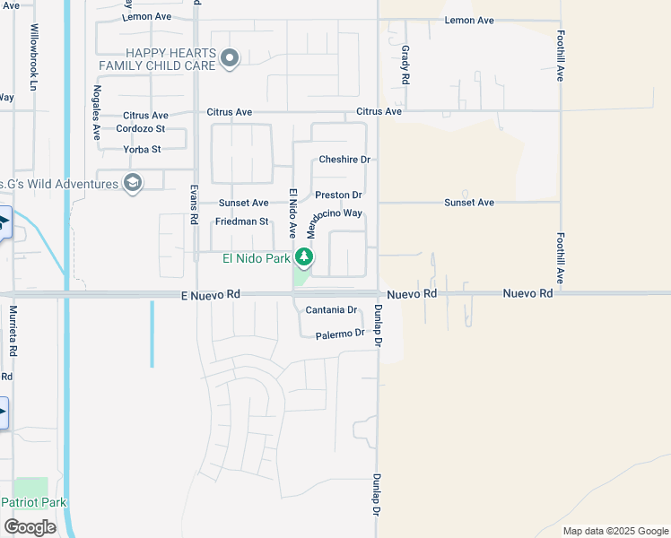 map of restaurants, bars, coffee shops, grocery stores, and more near 1611 Alberhill Street in Perris