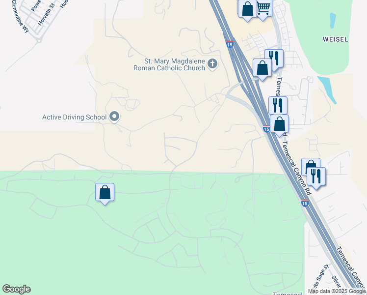 map of restaurants, bars, coffee shops, grocery stores, and more near 8400 Butterfly Bush Court in Corona