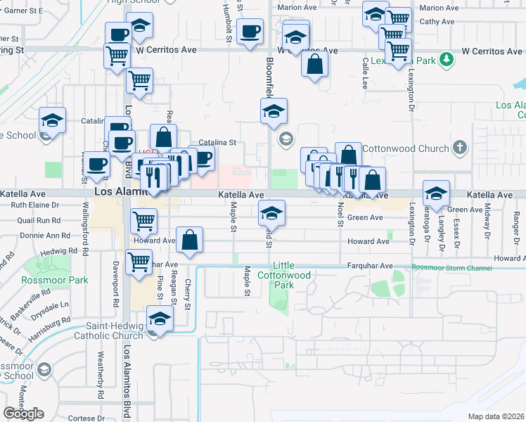 map of restaurants, bars, coffee shops, grocery stores, and more near in Cypress