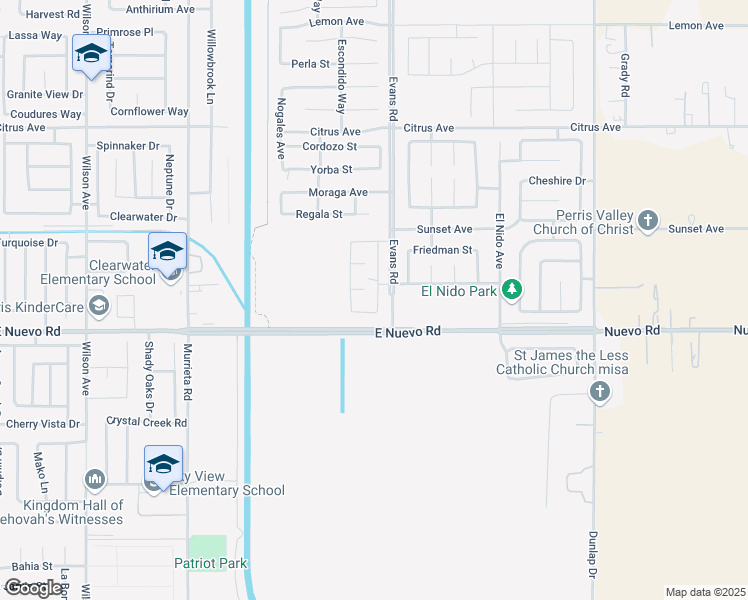 map of restaurants, bars, coffee shops, grocery stores, and more near 1536 Scarlet Sage Drive in Perris